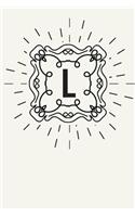 L: 110 Sketchbook Pages (6 x 9) - Monogram Sketch Notebook with a Light Background and Classic Line Design - Personalized Initial Letter Journal - Mono