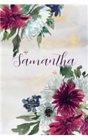 Samantha: Personalized Journal Gift Idea for Women (Burgundy and White Mums)