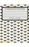 Composition Notebook: Antiqued Bees Composition Book (100 Pages 50 Sheets)