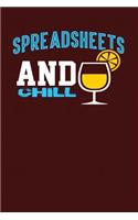 Spreadsheets and Chill: Dark Red, Yellow & Blue Design, Blank College Ruled Line Paper Journal Notebook for Accountants and Their Families. (Bookkeeping and Tax Season 6 x 