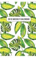 2019 Weekly Calendar: Watercolor Tropical Leaves Desk Set