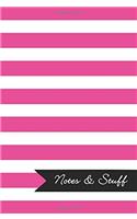Notes & Stuff Lined Notebook With Fuchsia Striped Pattern Cover