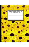 Unruled Composition Notebook 8" x 10". 120 Pages. Camomile Floral Yellow Color