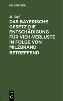 Das Bayerische Gesetz Die Entschädigung Für Vieh-Verluste in Folge Von Milzbrand Betreffend