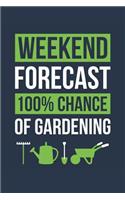 Gardening Notebook 'Weekend Forecast 100% Chance of Gardening' - Funny Gift for Gardener - Gardening Journal