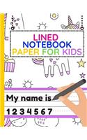 Lined Notebook Paper for Kids
