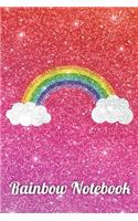 RAINBOW Notebook: Cute Faux Glitter Journal for Girls, College-Ruled 120-page Lined 6 x 9 in (15.2 x 22.9 cm)