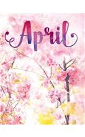 April: Personalized Journal - A Pink Cherry Blossom Diary