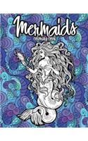 Mermaids Coloring Book: Beautiful Mermaid Girls, Relaxing Coloring Pages for Adults