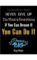Inspirational Journal - Notebook - To Write In With Inspirational Quotes - Never Give Up