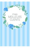Mes meilleurs clients: Carnet à compléter pour l'enregistrement des conversations avec les (nouveaux) clients - Design: Fleurs bleues à l'aquarelle