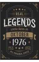 Real Legends were born in Oktober 1976: Vintage Birthday Notebook - Great Individual Gift for Writing Notes, Scribble and Reminders lined 6x9 Inch 100 Pages