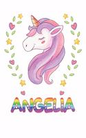 Angelia: Angelia Notebook Journal 6x9 Personalized Gift For Angelia Unicorn Rainbow Colors Lined Paper