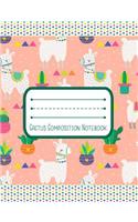 Cactus Composition Notebook: 7.4 x 9.7 Cactus And Llama Wide Ruled Notebook For All Your Home, School And Business Note Needs