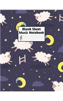 Blank Sheet Music Notebook: Easy Blank Staff Manuscript Book Large 8.5 X 11 Inches Musician Paper Wide 12 Staves Per Page for Piano, Flute, Violin, Guitar, Trumpet, Drums, Cell