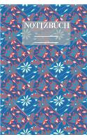 Notizbuch Garten Muster Pattern Pflanzen Blumen Pflanze Flower Blüte Otomi Bunt Hobby Blau Rot