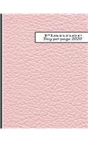 Day per page planner 2020: The large minimalism style professional page per day personal agenda diary for all your organisational needs - Delicate pink leather effect cover ar