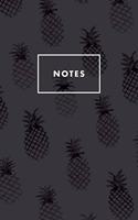 Notes: Grayscale Pineapple Pattern Tropical Palm Beach Paperback Journal / Diary / Notebook with 100 Lined, Cream-colored Pages for Writing Notes and Hand-