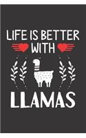 Life Is Better With Llamas: Llama Lovers Men Women Girls Boys Funny Gifts Journal Lined Notebook 6x9 120 Pages