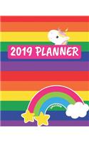 Unicorn 2019 Planner: January to December Agenda Monthly Calendar