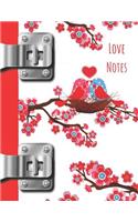 Love Notes: Cherry Blossom Birds College Ruled Composition Writing Notebook