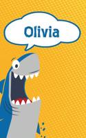 Olivia: Personalized Shark Draw and Write Diary Journal Notebook Featuring 120 Pages 6x9