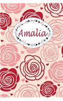 Amalia: Personalisiertes Notizbuch / 150 Seiten / Punktraster / CA Din A5 / Rosen-Design