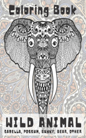 Wild Animal - Coloring Book - Gazella, Possum, Bunny, Bear, other