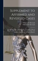 Supplement to Affirmed and Reversed Cases: From January, 1896 to January, 1899. A Complete Table of Affirmed and Reversed Cases of the State of New York, With Duplicate References to All Curr