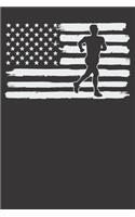 Notebook: Running Runner USA Flag America 4th Of July Murica Gift Dot Grid 6x9 120 Pages Journal