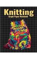 Knitting Graph Paper Notebook: 4:5 Ratio Knitter's Journal, With Colorful Persian Cat Cover, 120 Pages, 8 x 10 inches / 20.3 x 25.4 cm