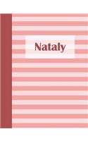 Nataly: Personalized Composition Book School Notebook, College Ruled (Lined) Journal, Pastel Pink Stripe Pattern with First Name