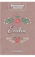 Emilia Notebook Journal Personal Diary Personalized Name 120 pages Lined (6x9 inches) (15x23cm)