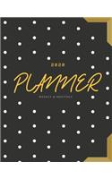 2020 Weekly Monthly Planner: 12-Month Planner (1 Jan 2020 - 31 Dec 2020), Contacts and Notes Sections, 8.5" x 11" - White Polka by Positive Vibe