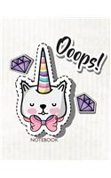 Ooops notebook: Cute cat on cream cover and Lined pages, Extra large (8.5 x 11) inches, 110 pages, White paper(3 Cute Cat on Cream Notebook)