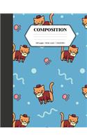 Composition: Book - Wide Ruled - Cute Notebook with Postman Cat - Journal for Students / Teachers - 7.44 x 9.69(54 Back to School Notebooks)