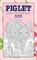 Adult Coloring Book Zoo Animal - Easy Level - Piglet