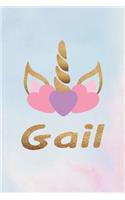 Gail: Personalized First Name Unicorn Gift Birthday Girl Notebook Journal 104 Pages