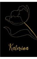 Katerina: Personalized Writing Journal for Women - Elegant Black and Gold