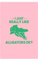 I Just Really Like Alligators Ok: Lined Journal - I Just Really Like Alligators Ok Black Cool Reptile Gift - Pink Ruled Diary, Prayer, Gratitude, Writing, Travel, Notebook For Men Wo