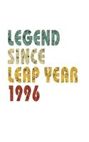 Legend Since Leap Year 1996: Retro Birthday Gift Notebook With Lined Wide Ruled Paper. Funny Quote Sayings 6 x 9 Notepad Journal For People Born February 29th 1996.