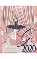 2020 Weekly Planner - Ballerina Princess Monogram Initial Letter 