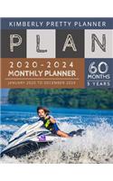 5 year monthly planner 2020-2024: 2020-2024 Monthly Planner Calendar - 5 Year Planner for 60 Months with internet record page - jetski anchor design