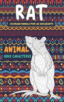 Coloriage Mandala pour les adolescents - Gros caractères - Animal - Rat