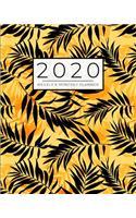 2020 Planner: Weekly & Monthly Agenda Calendar Organizer - January through December - Black Yellow Palm Leaf