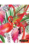 Quad Grid: Flamingo Composition Notebook Graph Ruled Paper, 4x4 Squared for Math & Science Graphing(5 Flamingo Designs)
