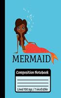 Mermaid Composition Notebook: Cute & Beautiful Sea Scene, Perfect School Size Wide Paper