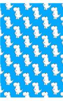Cute And Angry White Dinosaur On Light Blue