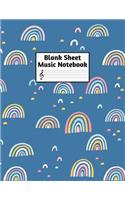 Blank Sheet Music Notebook: Easy Blank Staff Manuscript Book Large 8.5 X 11 Inches Musician Paper Wide 12 Staves Per Page for Piano, Flute, Violin, Guitar, Trumpet, Drums, Cell