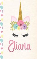 Eliana: Personalized Unicorn Journal For Girls - 8.5x11 110 Pages Notebook/Diary With Pink Name